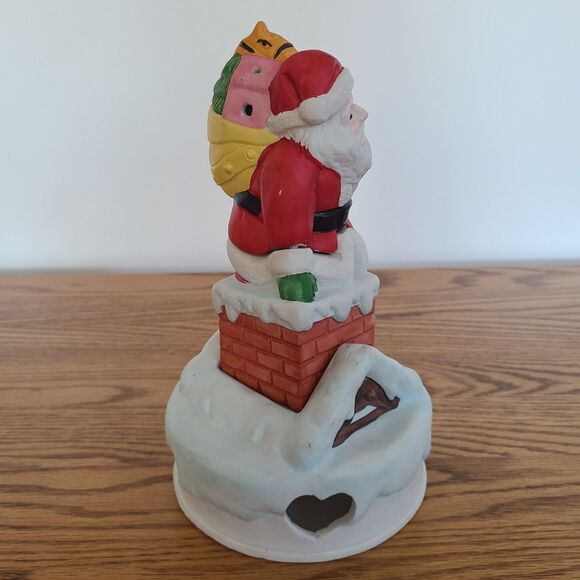 Vintage Ceramic Santa On Chimney Tealight Candle Holder 3-Piece Young's 1988 - Picture 7 of 10